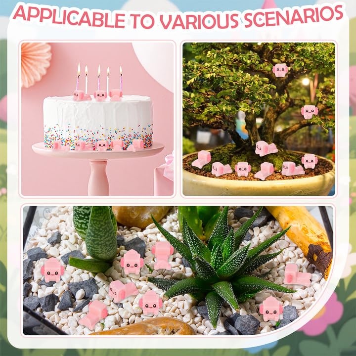 Ggstddup 50 Pcs Mini Resin Axolotl, Retro Pixel Axolotl, Tiny Cube Axolotl Figures, Cute Block Shape Axolotl Ornament For Landsc