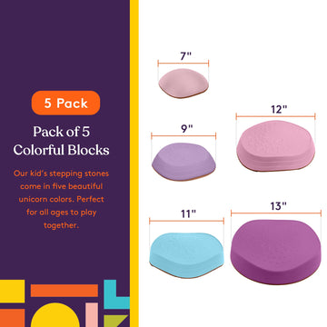 Special Supplies Stepping Stones For Kids, 5 Balance Indoor And Outdoor Blocks Promote Coordination, Balance, Strength, Child Safe Rubber, Non-Slip Edging, Stackable (Unicorn)
