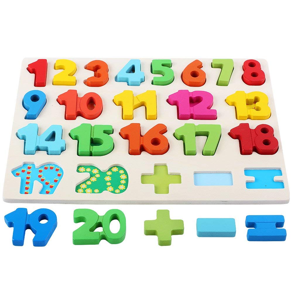 Qzmtoy Wooden Puzzles For Toddlers, Wooden Alphabet Number Shape Puzzles Toddler Learning Puzzle Toys For Kids, 3 In 1 Puzzle For Toddlers, Age 3+ (Set Of 3)