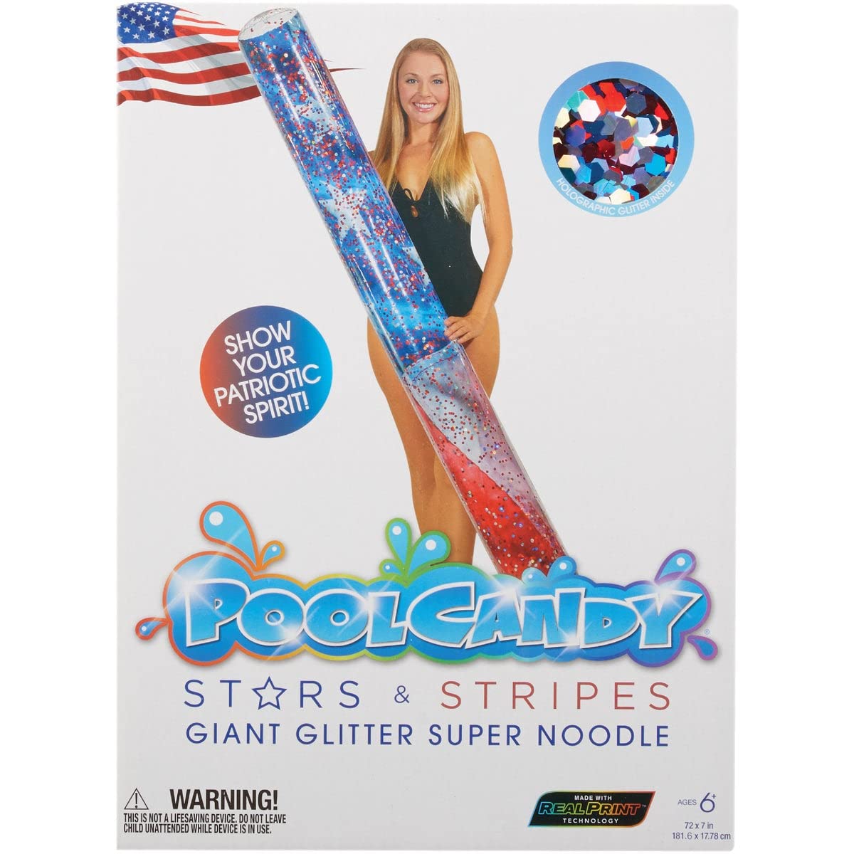 PoolCandy Inflatable Jumbo Swim Noodles (Stars & Stripes Inflatable Swim Noodles)