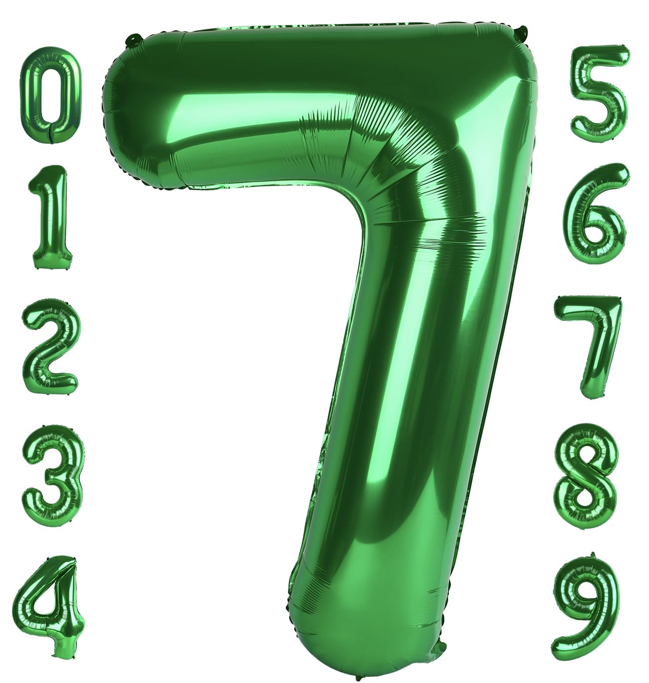 Number Balloon 40 Inch Number 7 Jumbo Dark Green Seven Birthday Decorations, 7 17 27 70 Year Old Balloon, Mylar Foil Balloon Num