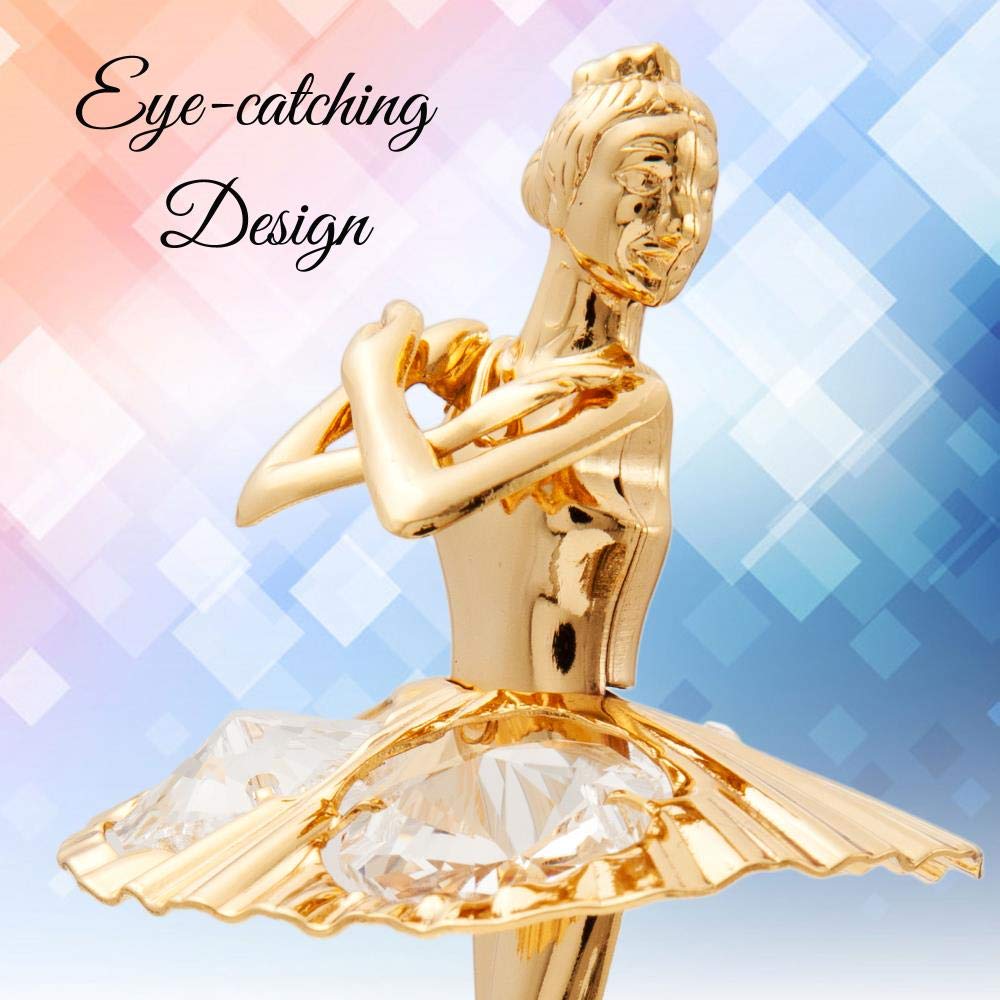 Matashi 24K Gold Plated Ballerina Figurine With Arms Crossed - Crystal Studded Tabletop Decoration - Perfect Valentine'S Day Gift For Her, Mom, Wife, Girlfriend, Birthday, Mother'S Day, Anniversary