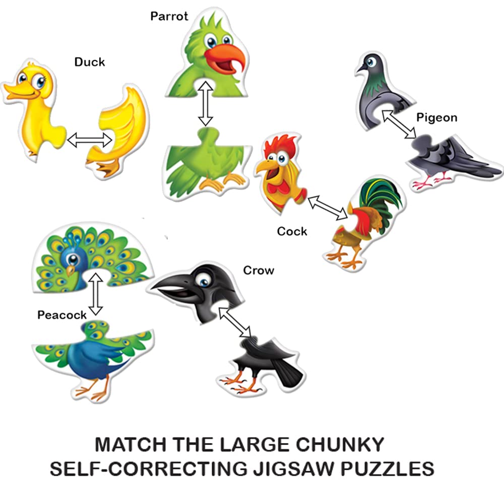 TOYKRAFTT Chunky Infant Floor Puzzle Toy, 2 Piece Puzzles for Kids Age of 2-3 Years, Animal Puzzles for Boys Girls, Educational