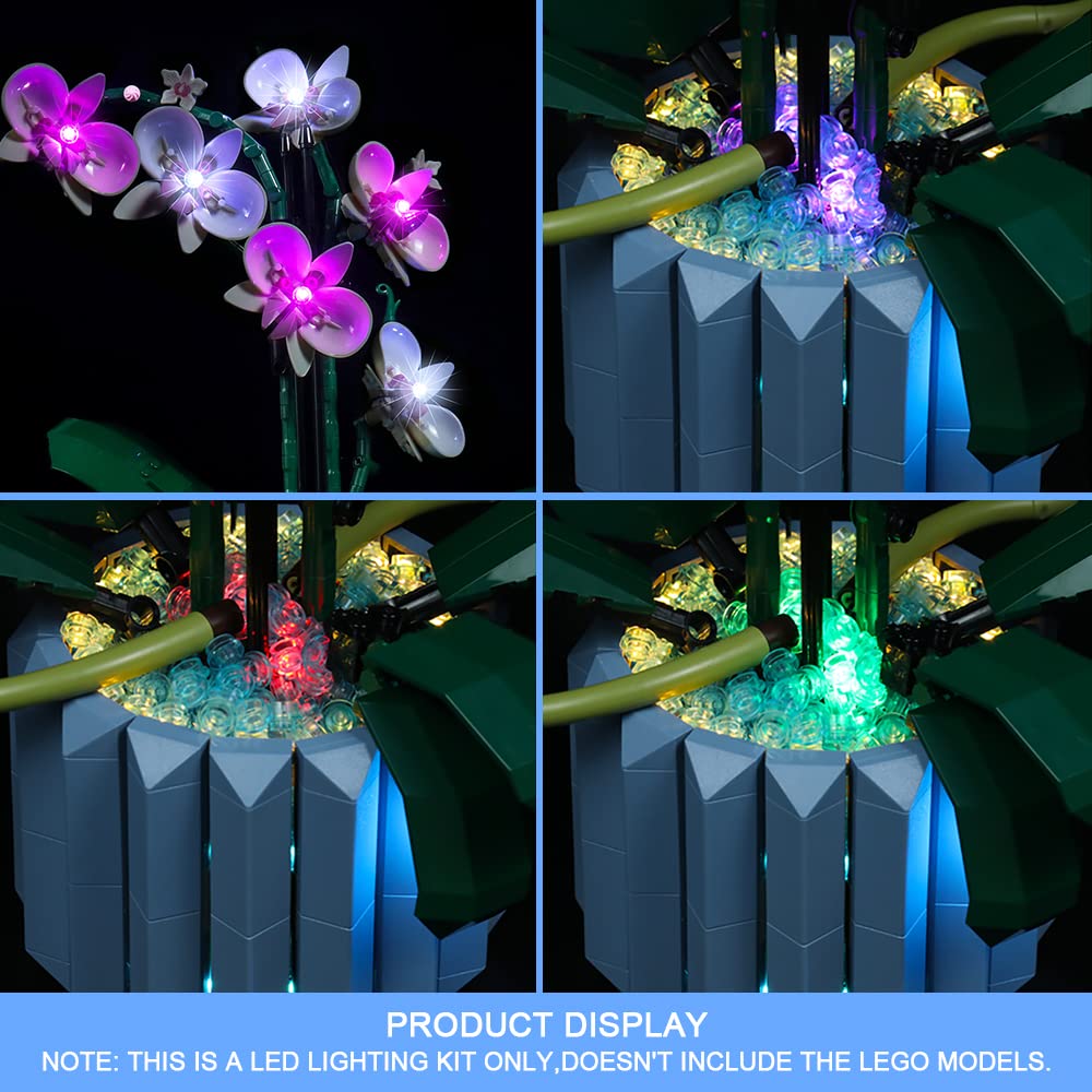 Vonado Led Lights Kit Compatible With Lego Orchid 10311 Plant Building Set With Flowers, Sound Control Lighting Set Compatible With Lego Artificial Botanical (No Blocks Model)