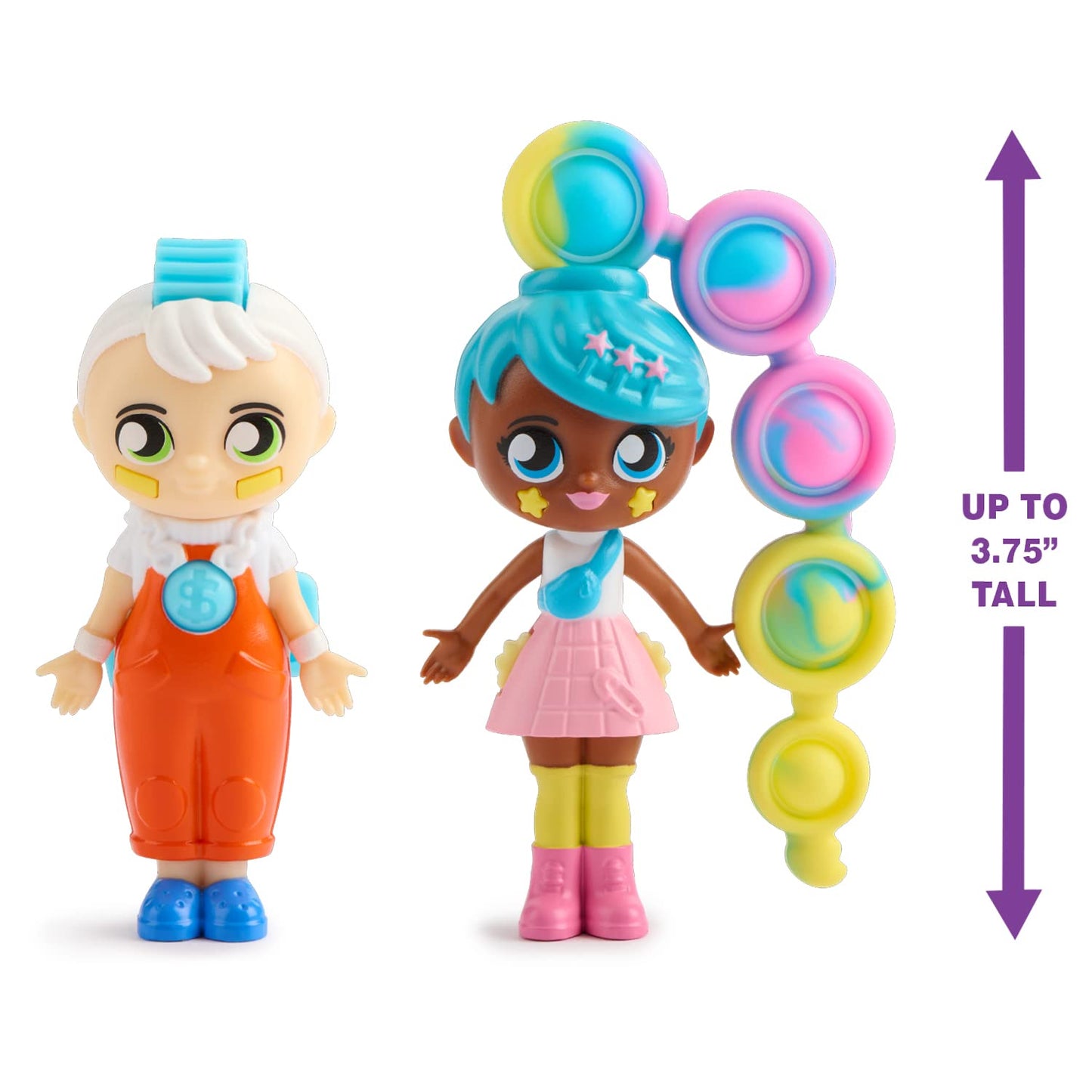 WowWee Fashion Fidgets Sensory Toy Dolls - Multicolored Push Pop Fidget Toy Pack of 2 for Kids, Anxiety & Stress Relief
