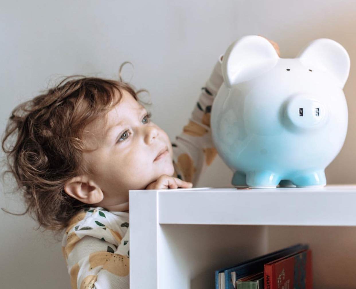 Child To Cherish Ombre Ceramic Piggy Bank, Blue