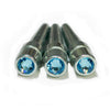WE Games Chrome Cribbage Pegs with Austrian Crystals - Set of 3 - Aquamarine