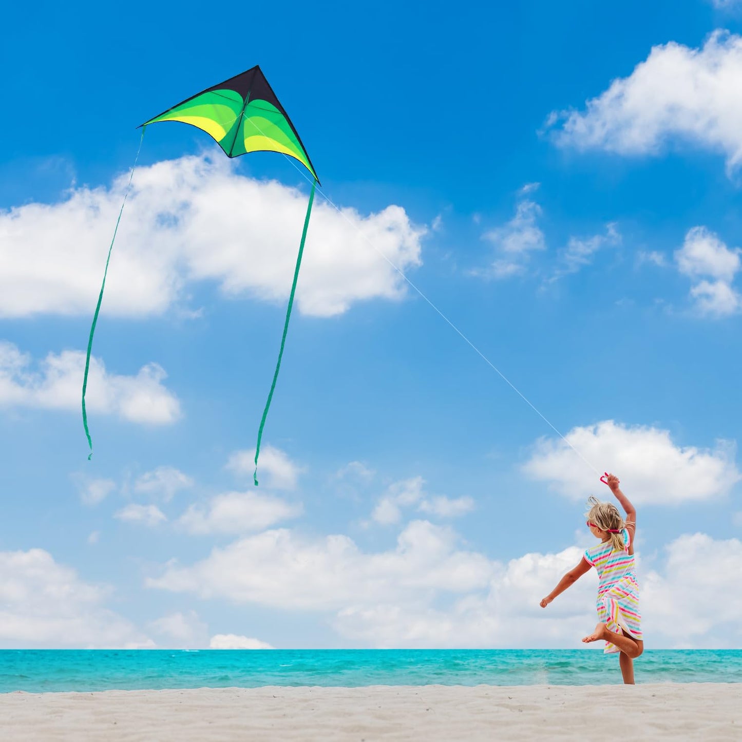 YFAFENGS Large Delta Kite for Kids & Adults - Easy to Fly Outdoor Kites for Kids Ages 8-10, Perfect for Beach & Family Activitie