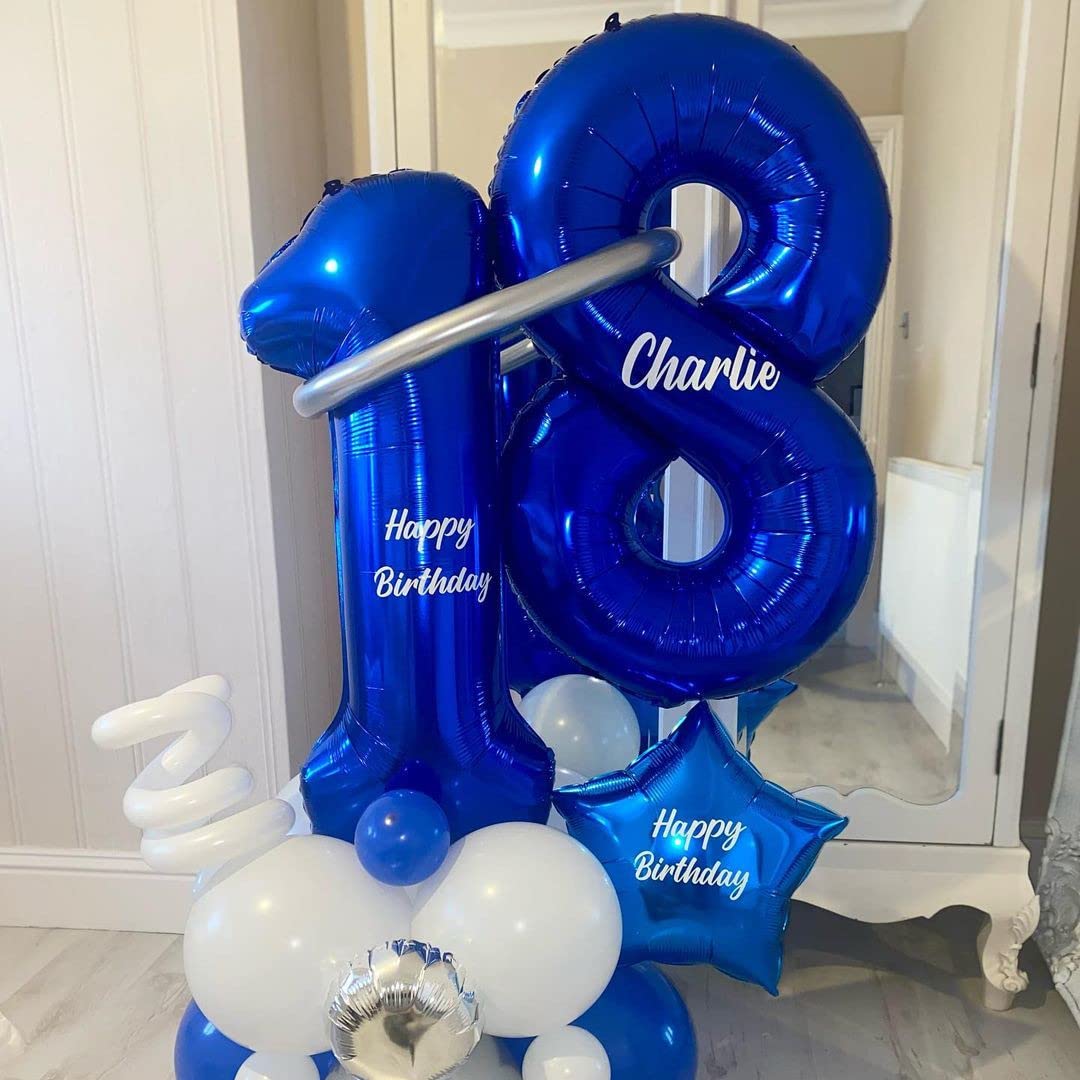 Navy Blue 18 Balloon Numbers,40 Inch Dark Blue 18 Or 81 Birthday Balloons Large Foil Mylar Balloons Number 18 For Birthday Party Anniversary Decorations