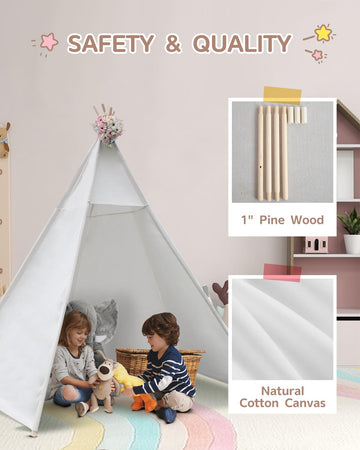86'' H Larger Teepee Play, Huge Foldable Indoor With Star Light, Large Tall Outdoor Canvas for Adults, 5 Sides Wide Open Front W