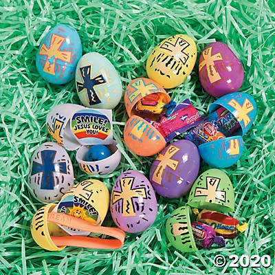Fun Express Religious Toy Filled Easter Eggs (24 Eggs With Filler) Religious Easter Hunt And Party Suppies