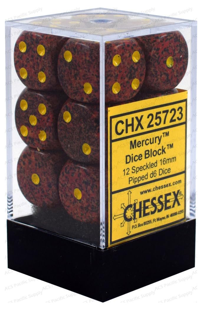 Chessex Manufacturing 25723 Mercury Speckled - 6 Sided 16 Mm Dice Set Of 12