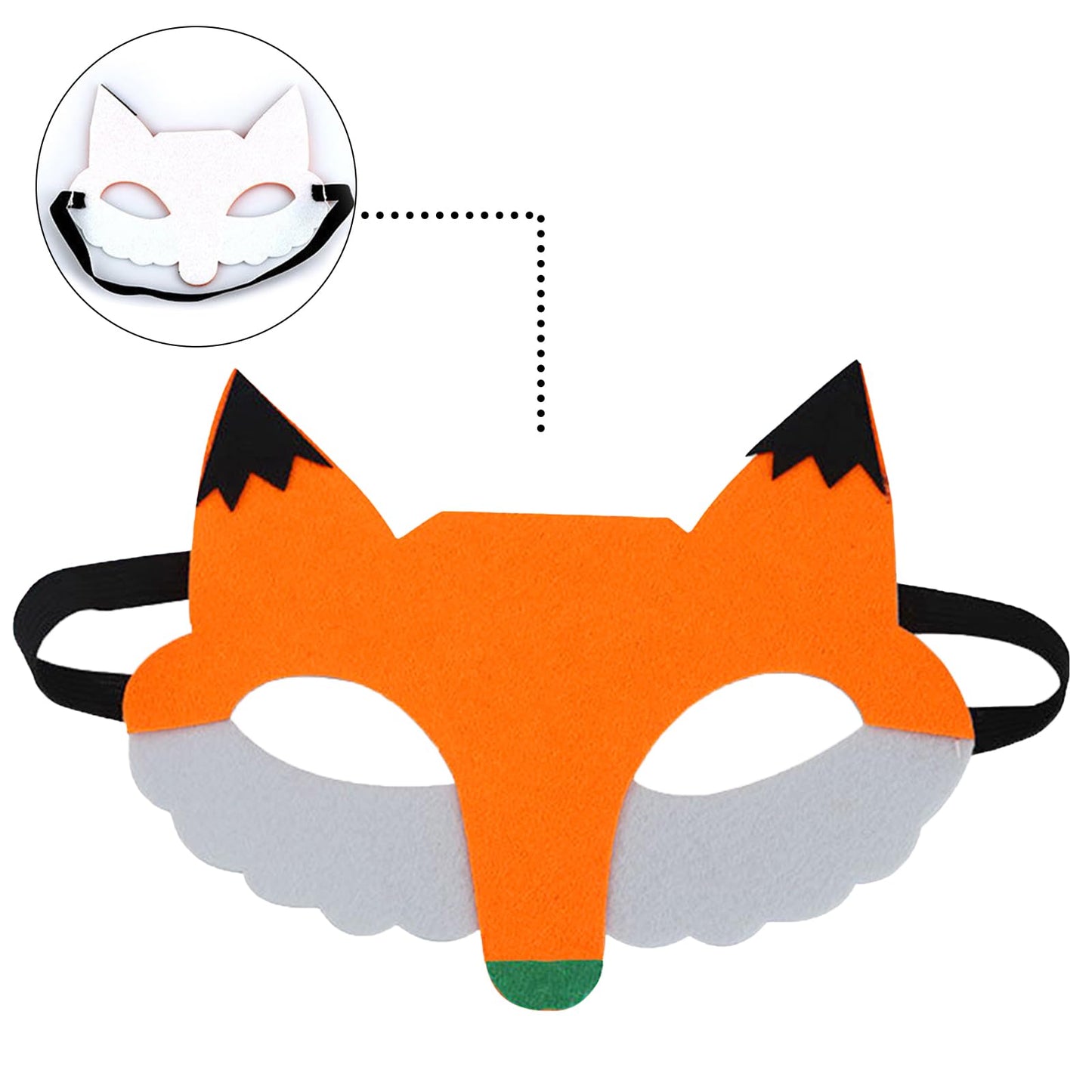 Jtnohx Felt Animal Masks, 10 Pcs Halloween Mask, Animal Costume For Birthday Party Supplies (Fox Mask)