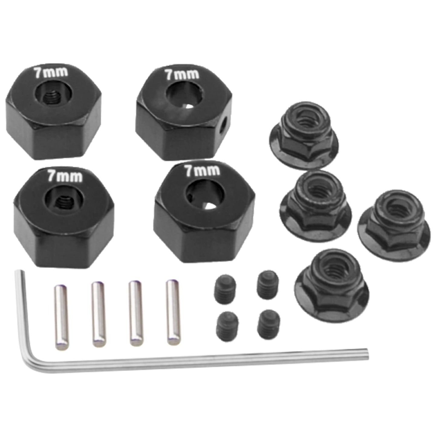 Vgoohobby Metal 12mm Hex Wheel Hubs 7mm Thick Drive Adapters with Flanged Lock Nuts Compatible with Traxxas 1/10 4WD Rustler Sla