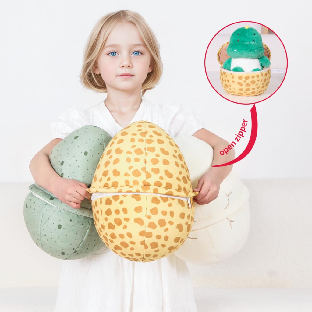 13 Inch Dinosaur Egg Stuffed Animal, Surprise Zip-Up Egg Hideaway Tyrannosaurus Rex Plush, Cute Stuffed Toys For Boys And Girls