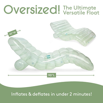 FUNBOY Giant Inflatable Seaglass Green Chaise Lounger - Large Transparent Pool Float Chair for Adults, Perfect for Summer Parties