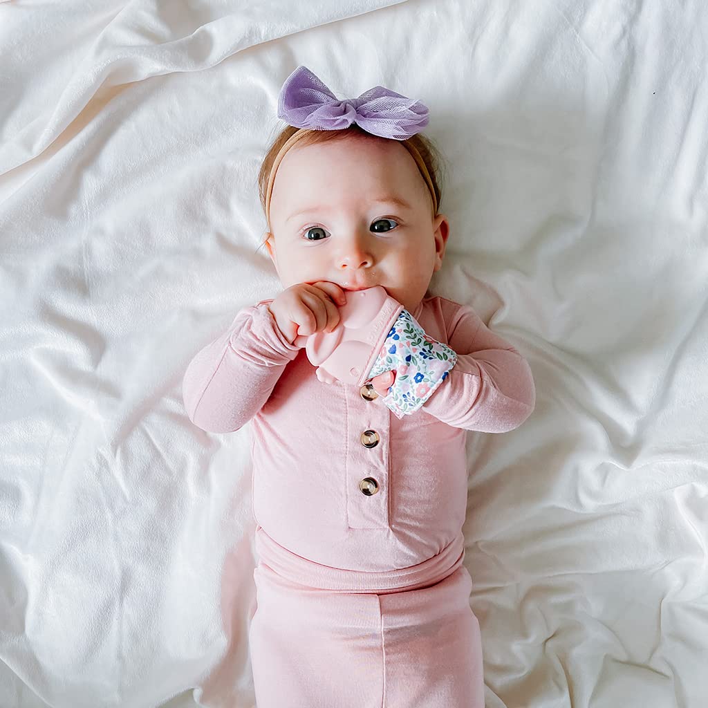 Itzy Ritzy Silicone Teething Mitt - Soothing Infant Teething Mitten With Adjustable Strap, Crinkle Sound & Textured Silicone To