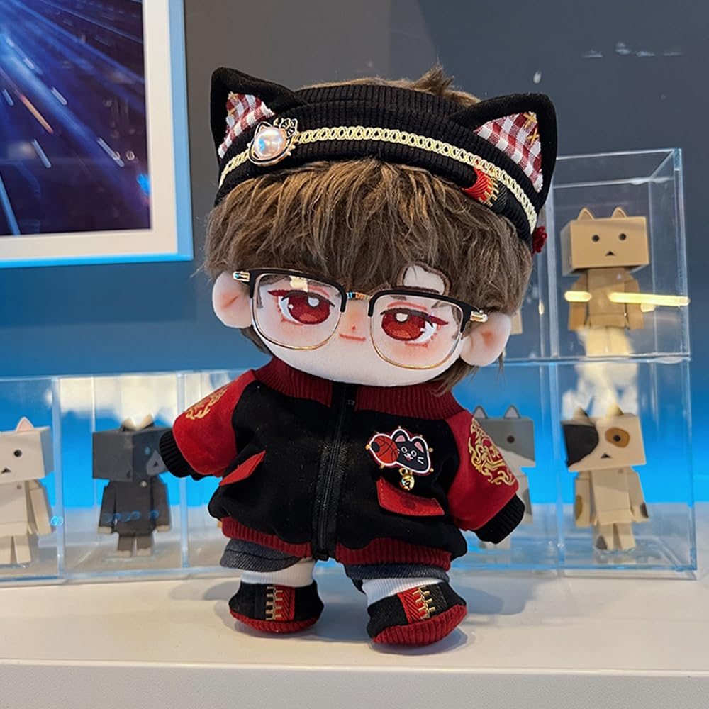 Niannyyhouse 15Cm Plush Doll Clothes Headwear Coat Pants Shoes Red Flame Set Soft Stuffed Plush Toy Dress Up Accessories (15Cm)