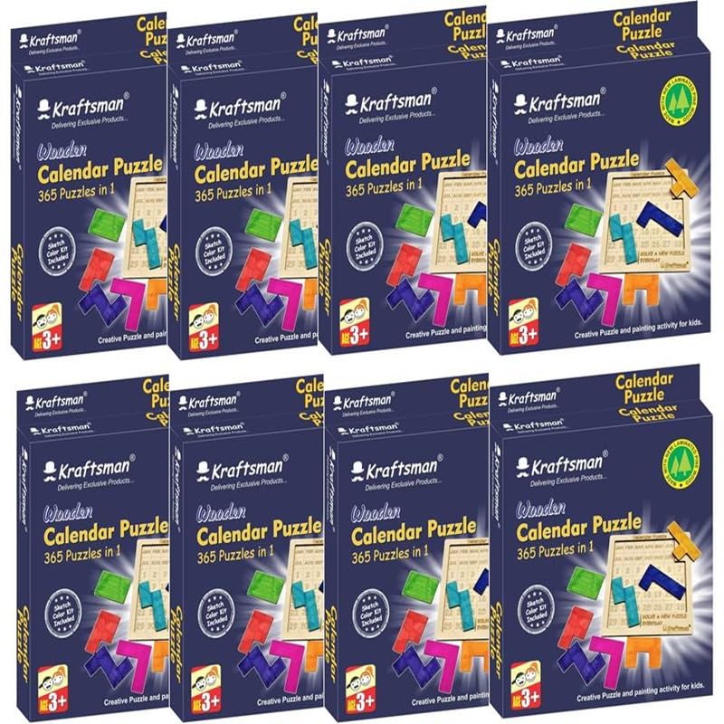 Braintastic Birthday Return Gifts (Pack Of 8) Wooden Jigsaw Calendar Puzzle, Travel Board Game,Art & Craft Party Pack Return Fav