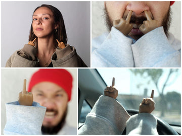 Tiny Hands 4.5-Inch Novelty Toys | Two Middle Finger Hands, Deep Brown | Plastic Puppets With Holding Sticks | Funny Gag Gifts,