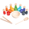 Montessori Balls In Cups Wooden Peg Dolls In Cups, Toddler Color Sorting Toys And Matching Game, Preschool Learning Activities Educational Fine Motor Skill Toy For Kids