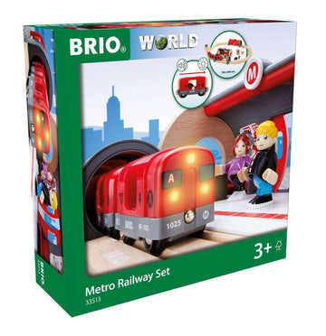 Brio - 33513 Metro Railway Set | Dynamic 20 Piece Wooden Train Set With Interactive Accessories | Perfect For Kids Ages 3 And Up | Fosters Creativity And Motor Skills