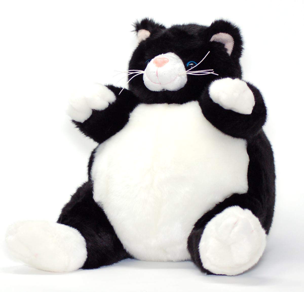 Unipak Black And White Plumpee Cat Plush Toy 9 Inches Tall