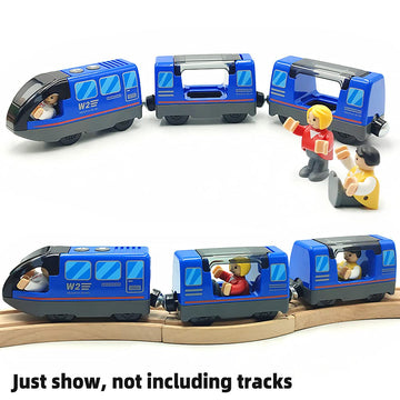 DSHMIXIA Battery Operated Train - Magnetic Connection, Small Size, Blue, Model W2, Plastic - Ideal for 3-5 Year Old Boys Kids