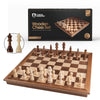 Chess Armory Wooden Chess Set - 17" Walnut Chess Board for Adults & Kids, Ivory Color, Includes Extra Queen Pieces & Storage Box