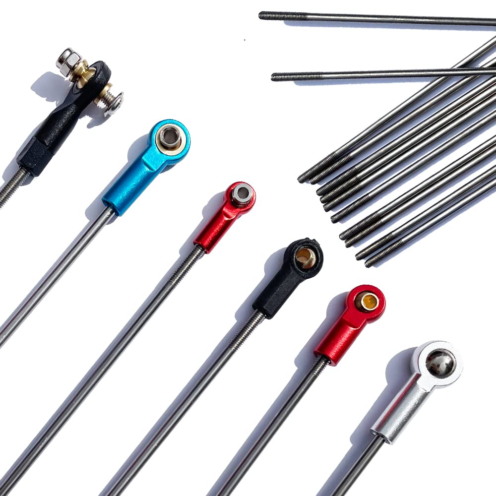 M3 11.8Inch Pushrod Connector 304 Stainless Steel Rod Linkage for RC Model Airplane Helicopter Boat Car DIY Parts 12Pcs