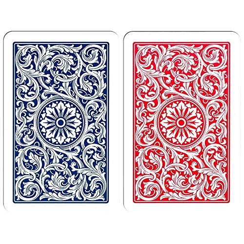 Copag 1546 Design 100% Plastic Playing Cards, Bridge Size (Narrow) Red/Blue (Standard Index, 1 Set)