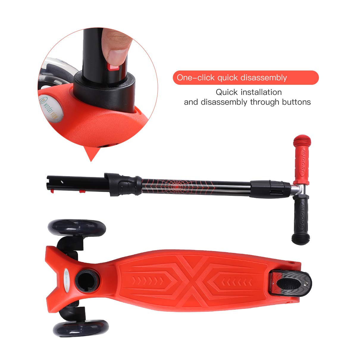 Kick Scooter Kids Scooter 3 Wheel Scooter, 4 Height Adjustable Pu Wheels Extra Wide Deck Best Gifts For Kids, Boys Girls