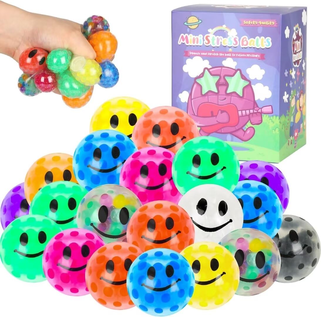 20 Pack Colorful Mini Stress Balls Set Squishy Balls Fidget for mature-themed Squeeze Balls Bulk Birthday Gifts Party Favors Goodie Bags Stuffer Anxiety Stress Relief
