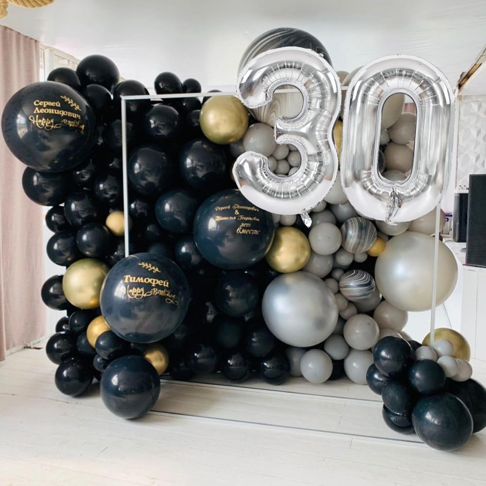 Toniful 40 Inch Silver Large Numbers Balloons Number 30 Digital 30 Helium Balloons, Foil Mylar Big Number Balloons For Birthday