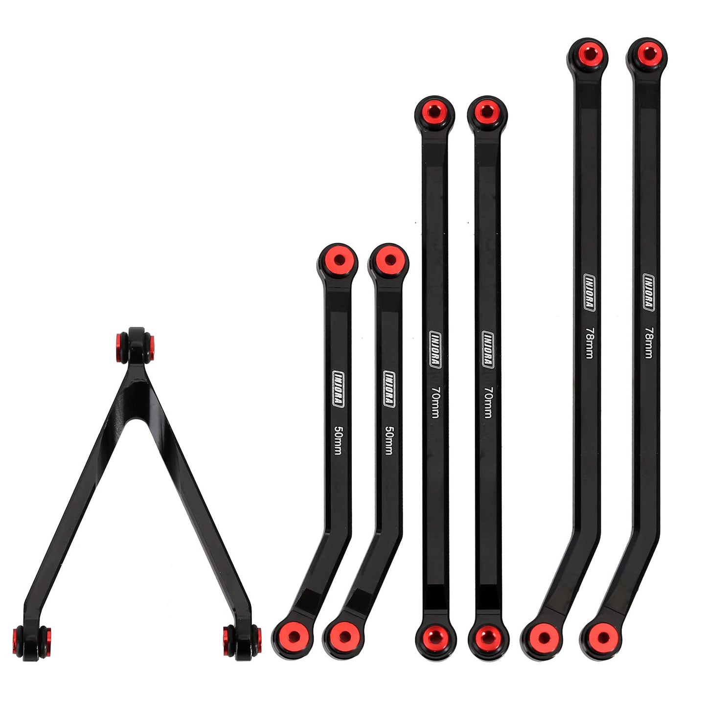 INJORA High Clearance Chassis Links Set Black Links for SCX24 Gladiator Dodge Power Wagon Axial 1/24 RC Crawler Car (Black)