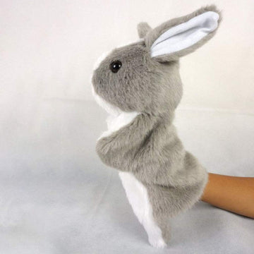Easter Bunny Rabbit Hand Puppet Plush Animal Toys Easter Kids for Imaginative Pretend Play Stocking Storytelling (Gray)