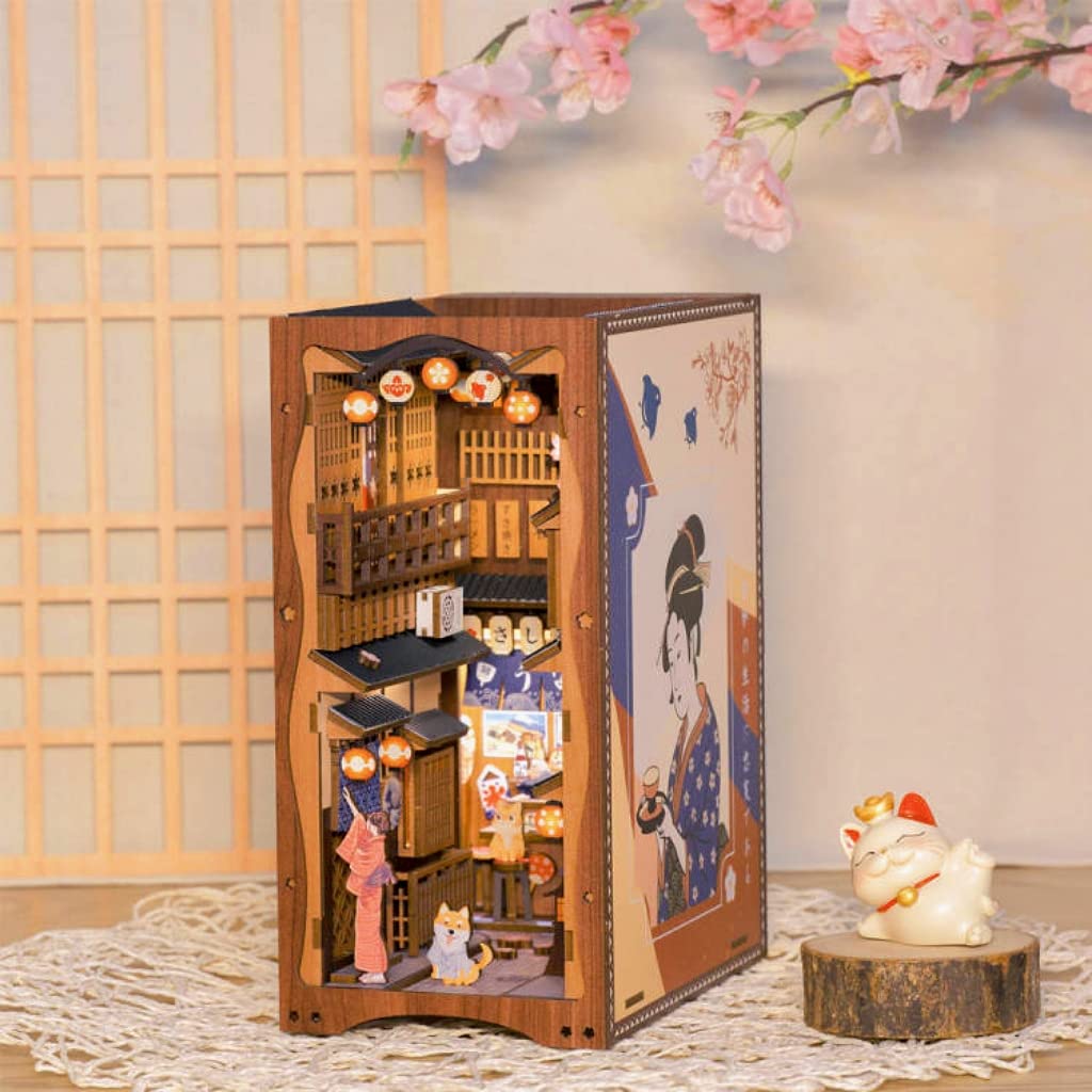 Cutebee Diy Book Nook Kit, Diy Dollhouse Booknook Bookshelf Insert Decor Alley, Bookends Model Build-Creativity Kit With Led Lig