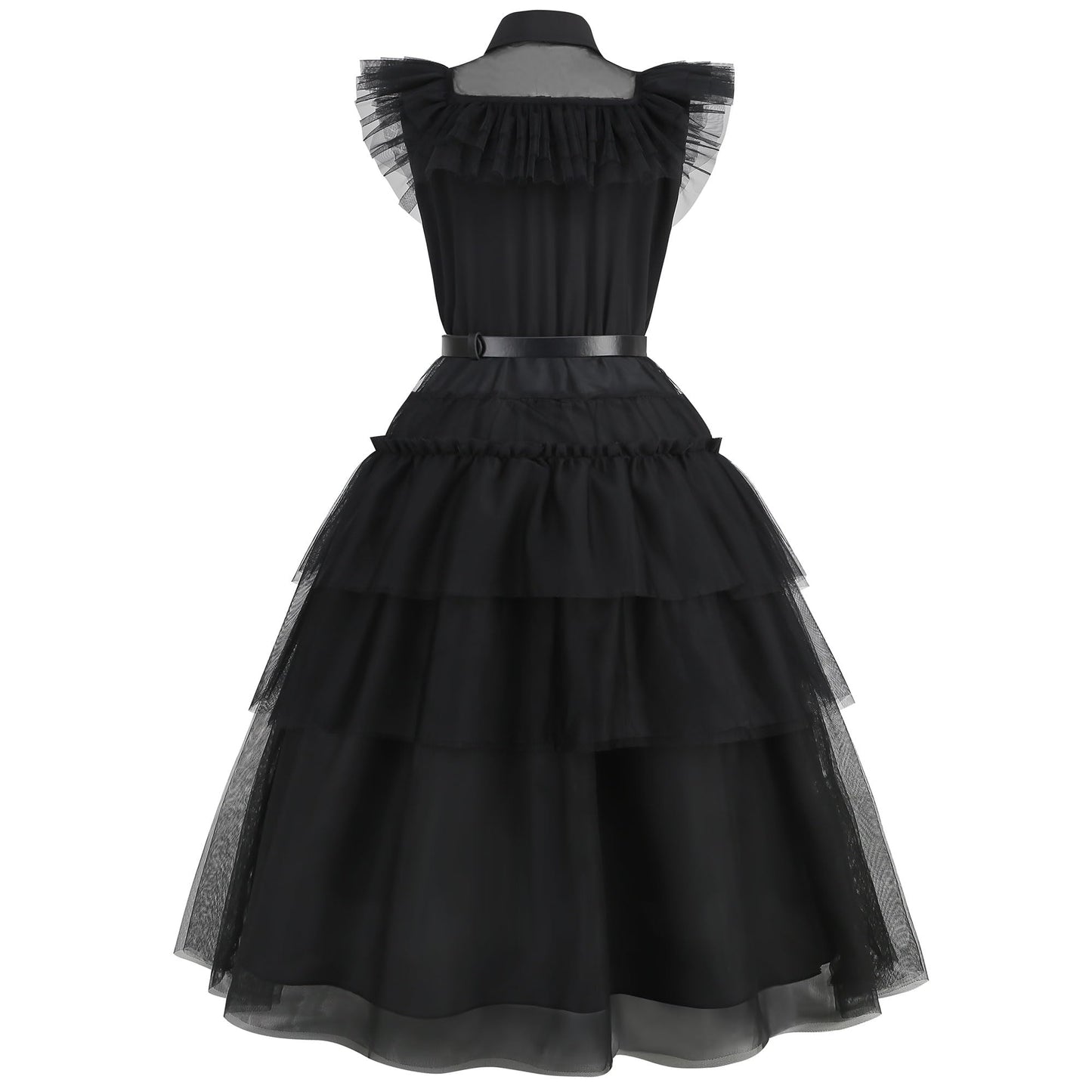 Lauphie Black Wednesday Addams Costume Dress For Girls Halloween Costumes Cosplay Party Dress With Accessories 4-12Y