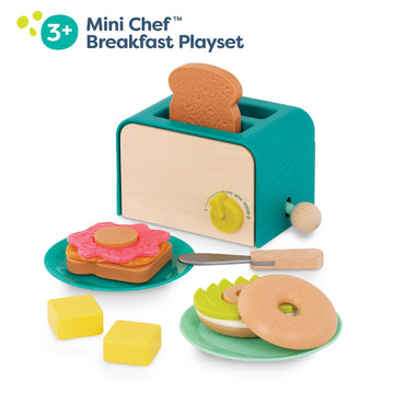 B. toys- Mini Chef - Toaster Playset- Pretend Play Breakfast Playset - 14pc Brunch Set - Pop-Up Toast & Sounds- 3 Years +