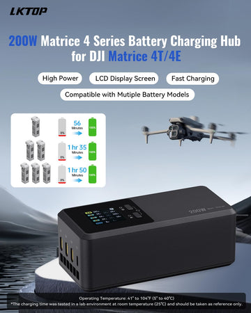 Lktop 200W Matrice 4 Series Battery Charging Hub With Stickers, Fast Charger Kit For Dji Matrice 4T/4E Drone, With Storage/Silen