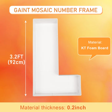 MEYSIMOON 3FT Large Marquee Letter L - White Mosaic Balloon Frame, Pre-cut Foam Board for Birthday, Wedding, Baby Shower DIY Party Supplies