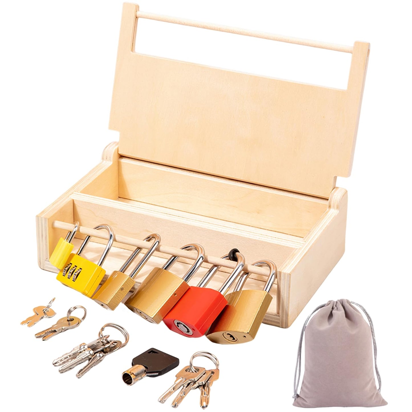 Mikneke Montessori Lock And Key Toy Set For Toddlers, Educational Locks And Keys Toy, Montessori Materials Homeschool Preschool Educationl Toys For 3+ Year Old Kids