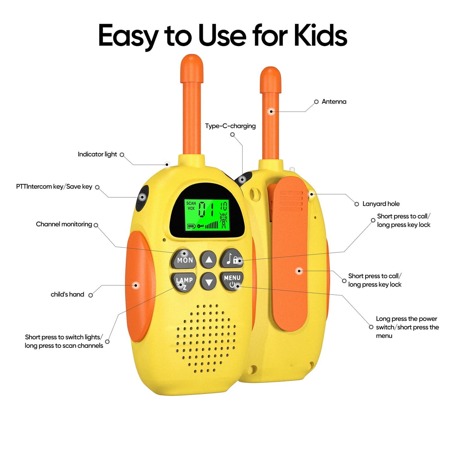 Hpromot Walkie Talkies For Kids Rechargeable 3 Pack Kids Walkie Talkies, Long Range 22 Channels 2 Way Radio Kids Birthday Toy Gift For 3-12 Year Old Boys Girls Outdoor Adventures Camping Hiking