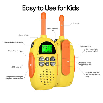 Hpromot Walkie Talkies For Kids Rechargeable 3 Pack Kids Walkie Talkies, Long Range 22 Channels 2 Way Radio Kids Birthday Toy Gift For 3-12 Year Old Boys Girls Outdoor Adventures Camping Hiking
