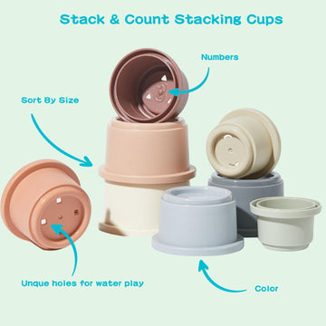 Amchsuri Baby Bath Toys For Kids Ages 1-3 14 Pcs Mold Free Toddler Bath Toys For 2-4 Bathtub Water Toys Stacking Cups For Babies 6-12 Months Early Learning Educational Gifts