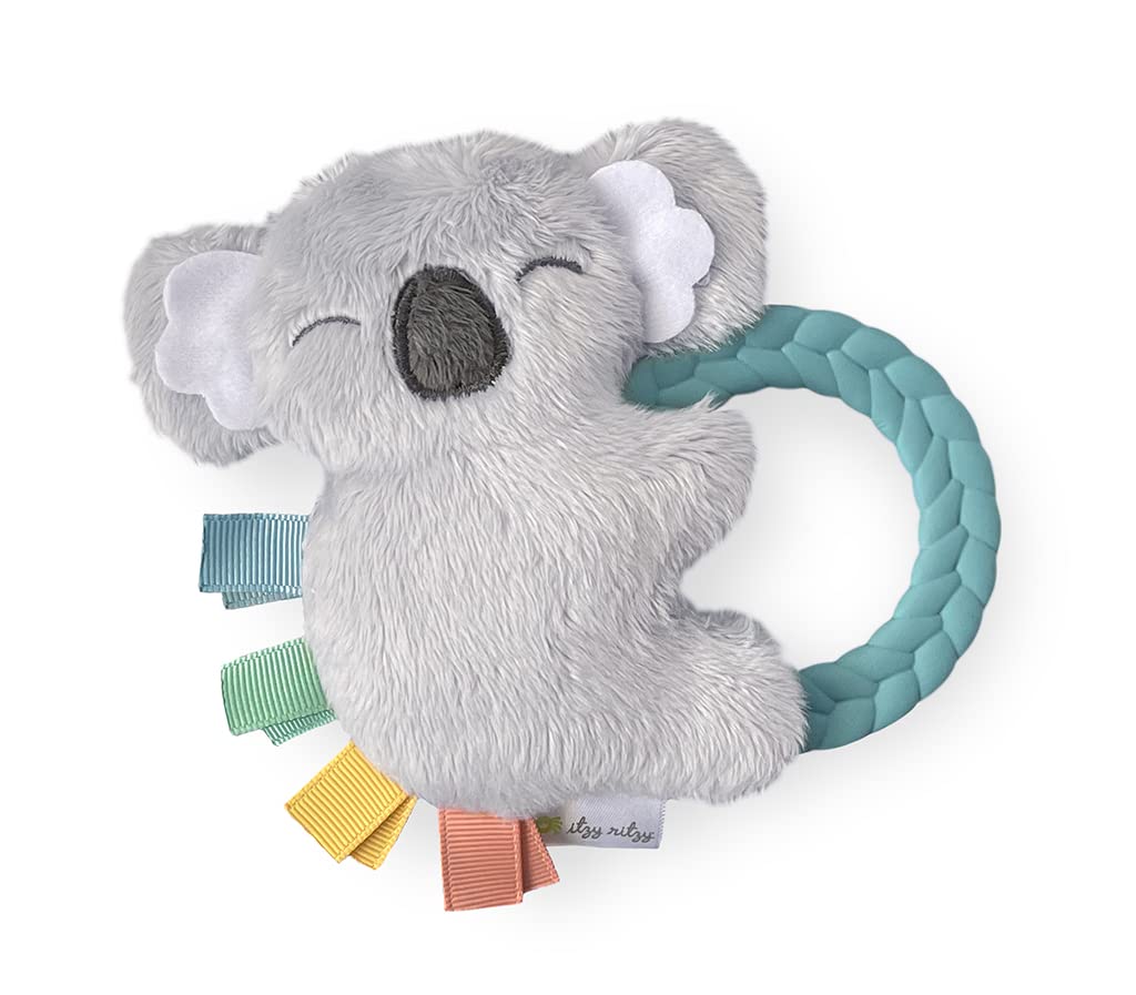 Itzy Ritzy - Ritzy Rattle Pal With Teether - Baby Teething Toy Features A Minky Plush Character, Gentle Rattle Sound & Soft Teether Toy For Newborn (Koala)
