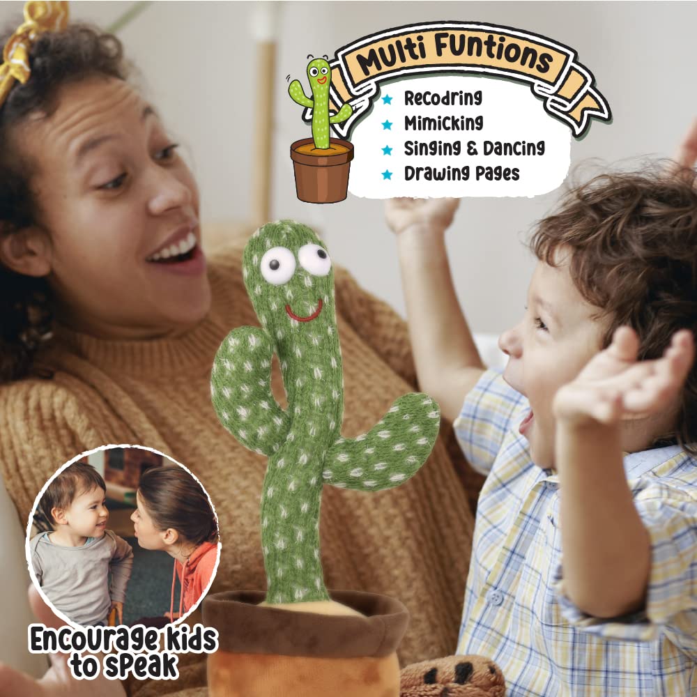 Mimoji Dancing Cactus, Talking Cactus Toy For Baby Cactus Toy Mimic With 60 Popular Songs (Rechargeable)