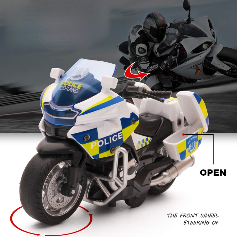 Gilumza Pull Back Motorcycle Toys, Tiny Gift With Music Lighting, Police Motorcycles Toy For Boys Kids Age 3 4 5 6 7 8 Year Old