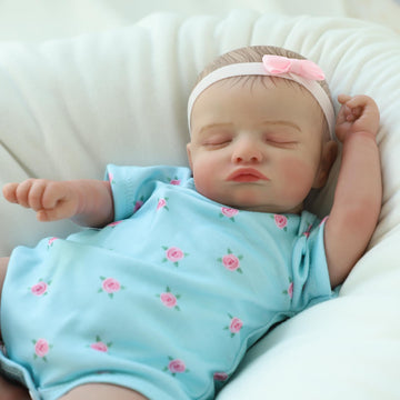 KSBD Realistic Reborn Baby Dolls - 18 inch Rosalie Newborn Baby Sleeping Girl, Cloth Body Poseable Real Life Baby Dolls Birthday