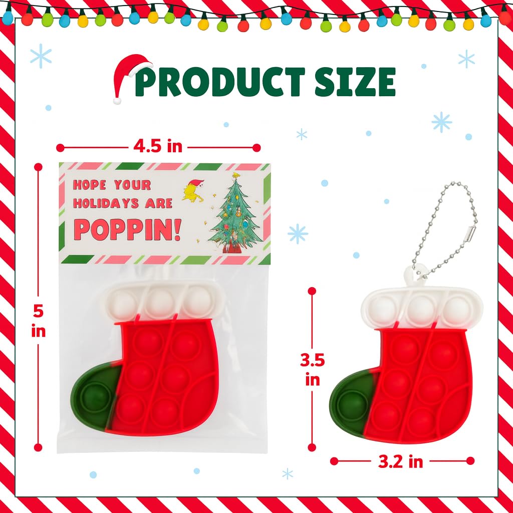 30 Pack Bulk for Students, Christmas Pop It Fidget Toys, for Kids Classroom, Prizes, Stocking Stuffers, Office Gifts, and popit